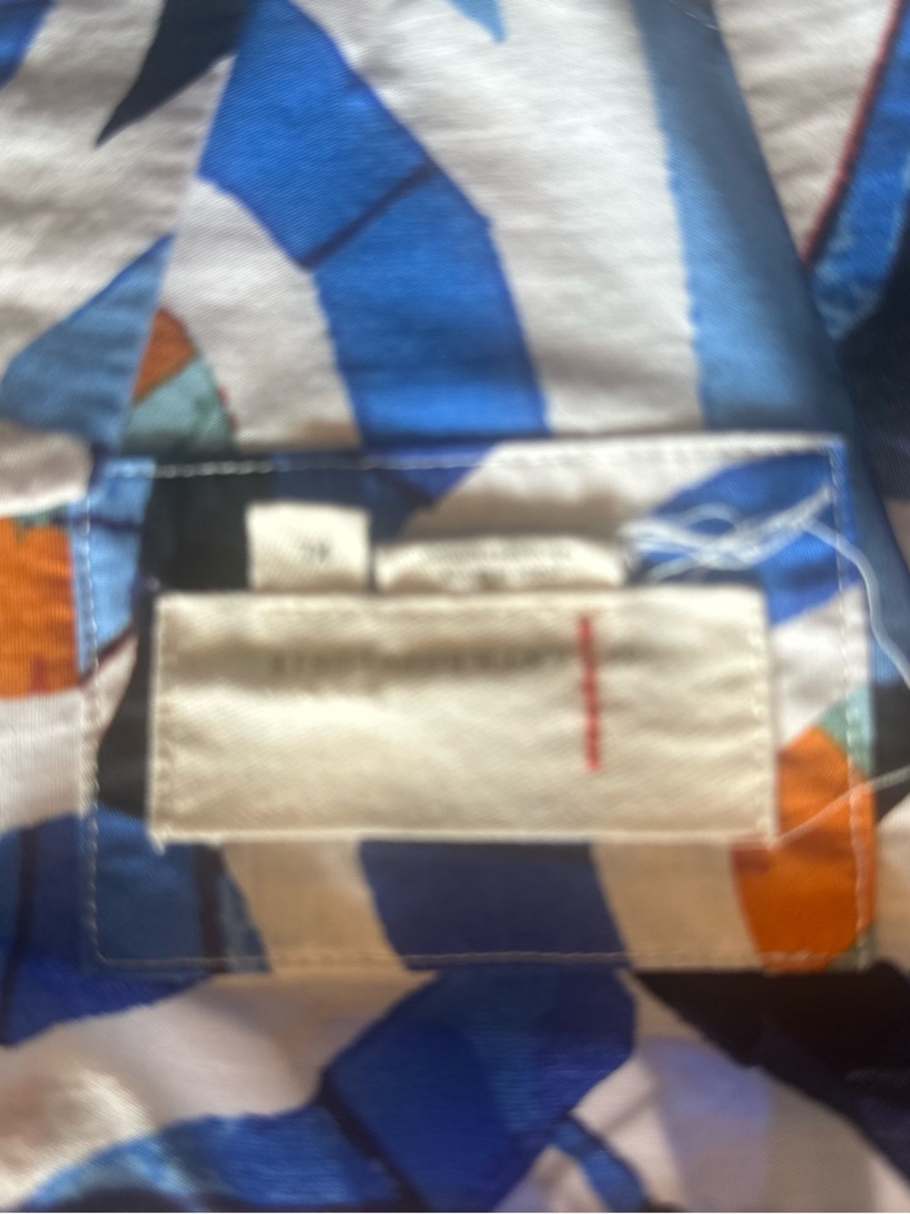 Anthropologie Women’s Maxi Dress in Blue, White & Orange Abstract Print